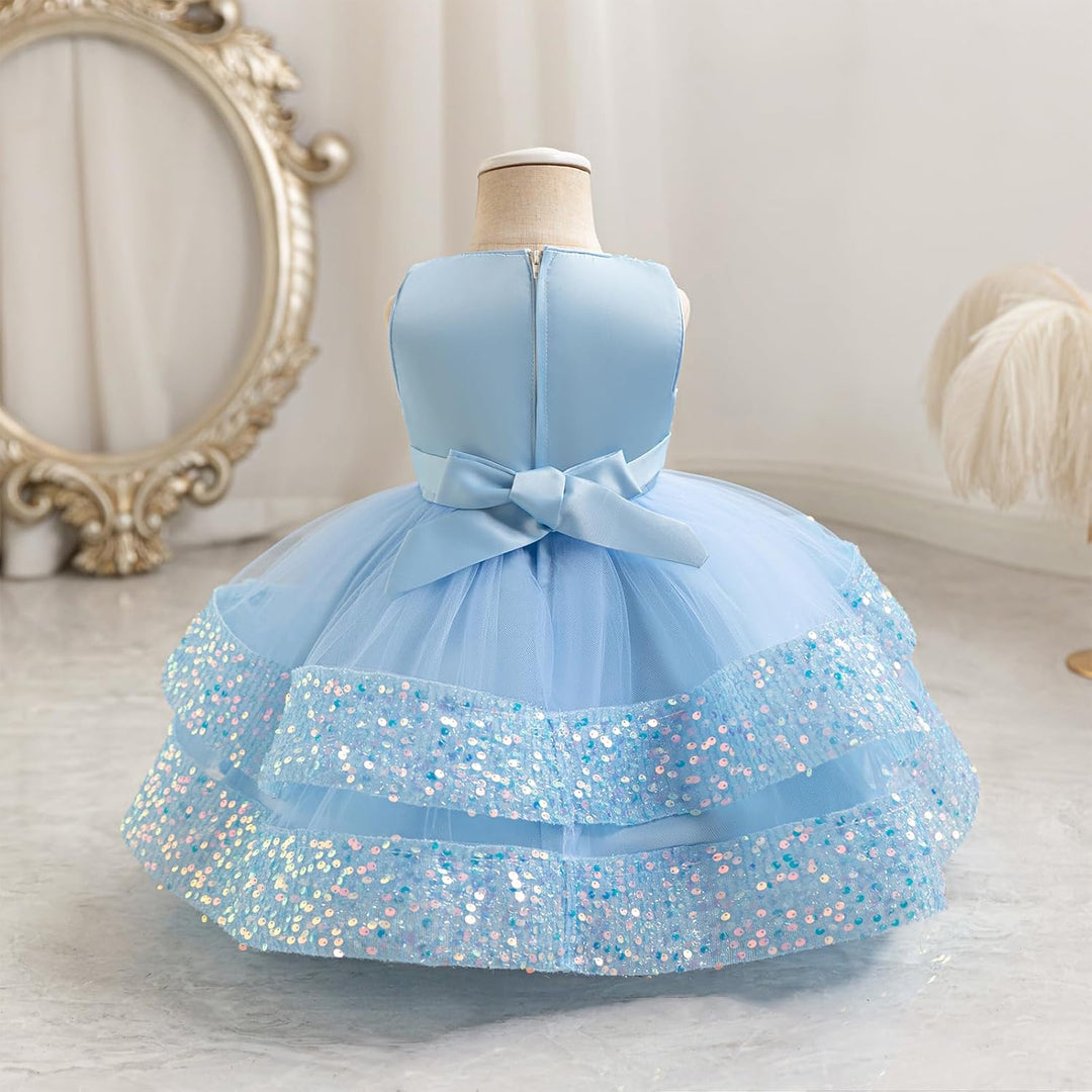 Miipat Baby Mädchen Kleid Prinzessin Tüll Pailletten Partykleid Ärmellos Tutu Blumenmädchenkleider f