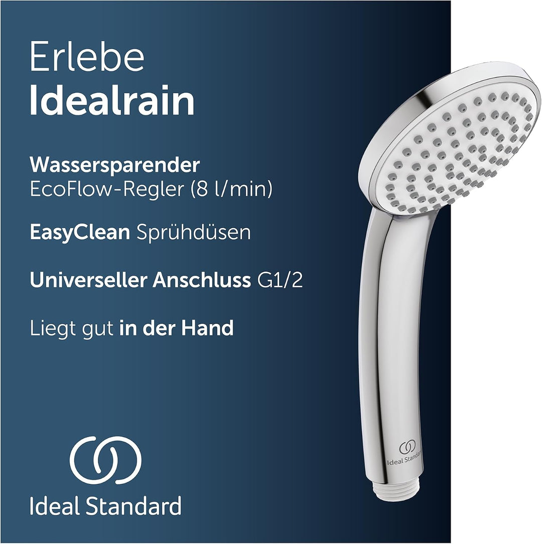 Ideal Standard – Idealrain aerosolarme 1-Funktionshandbrause, wassersparender Duschkopf für unvergle