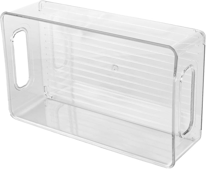 ZOENHOU 3 Stück Kühlschrank Organizer Stapelbare 25,5x15x7,6 cm, Kühlschrankbox mit Griff - Transpar