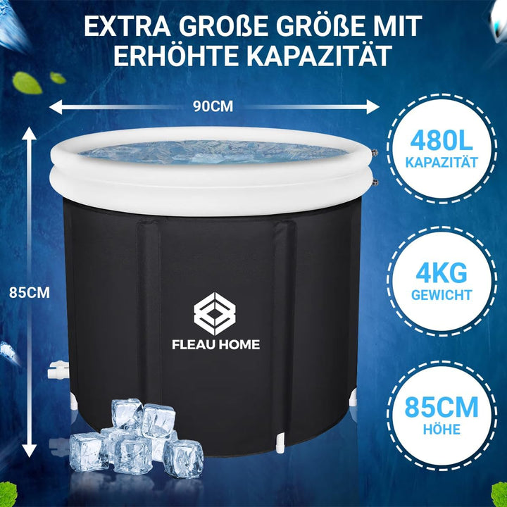 Fleau Home Eisbad XXL PRO - Sitzbad mit Deckel &amp; Pumpe - Einzigartiges Isoliermodell - Doppelsitzkis