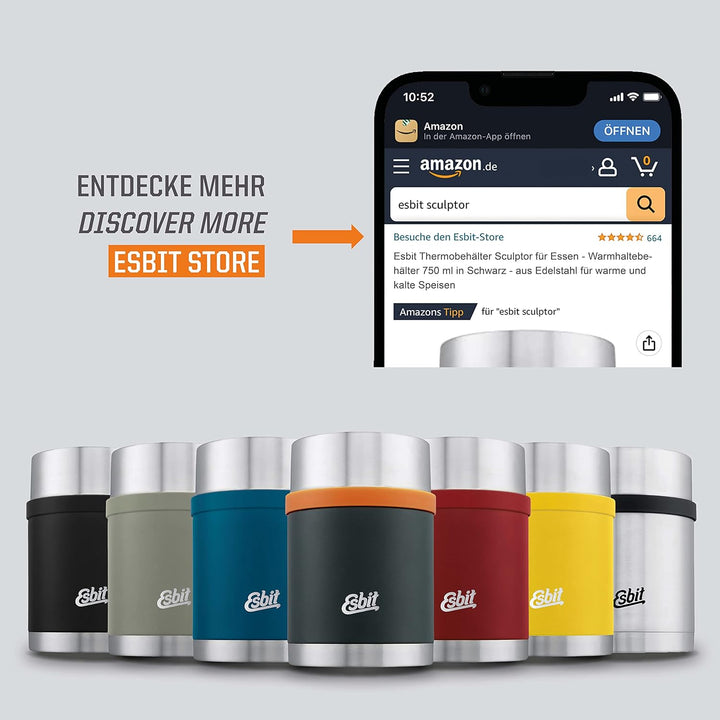 Esbit Thermobehälter Sculptor für Essen - Warmhaltebehälter 1000 ml in Burgundy - aus Edelstahl für