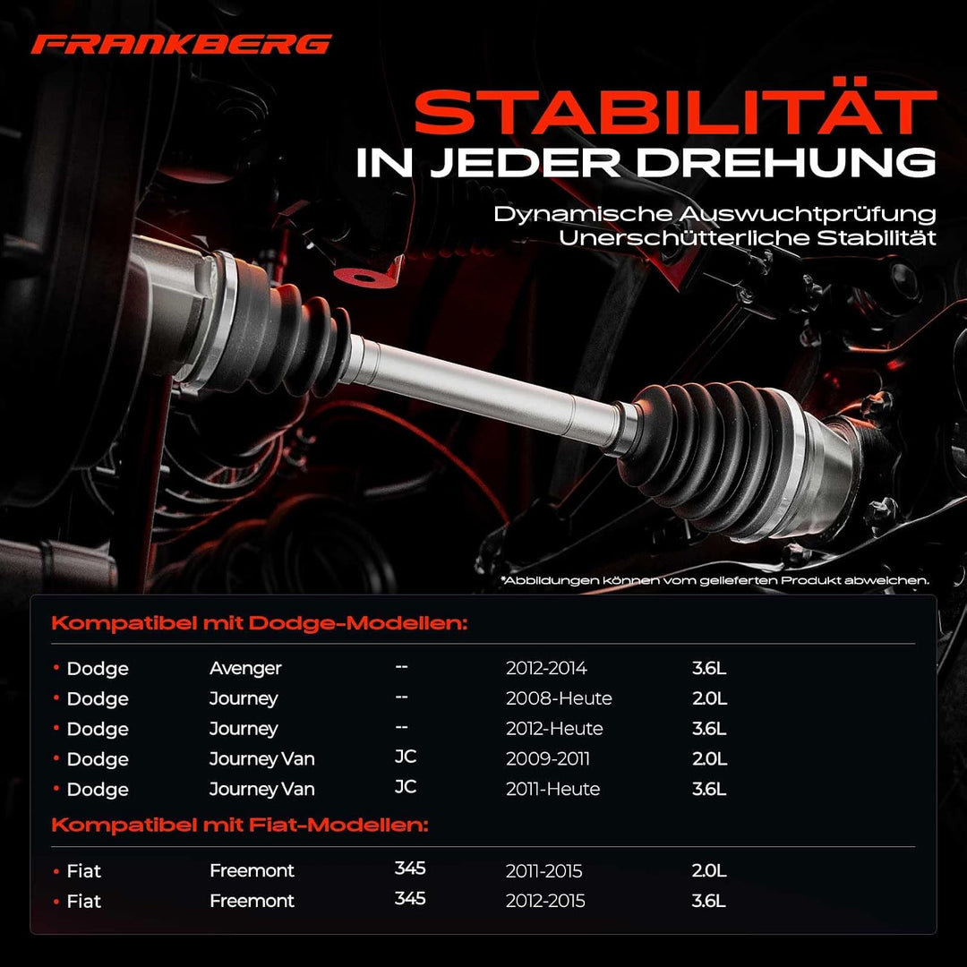 Frankberg 1x Antriebswelle Vorne Rechts Kompatibel mit Avenger 3.6 2012-2014 Freemont 345 2.0 JTD 4x