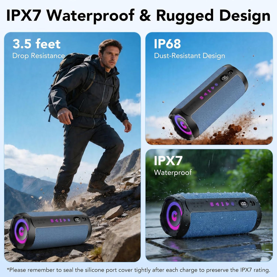 Bluetooth Lautsprecher mit Licht, Bluetooth 5.4 Musikbox,25W Dual Lautsprecher, LED Anzeige &amp; 25 Std