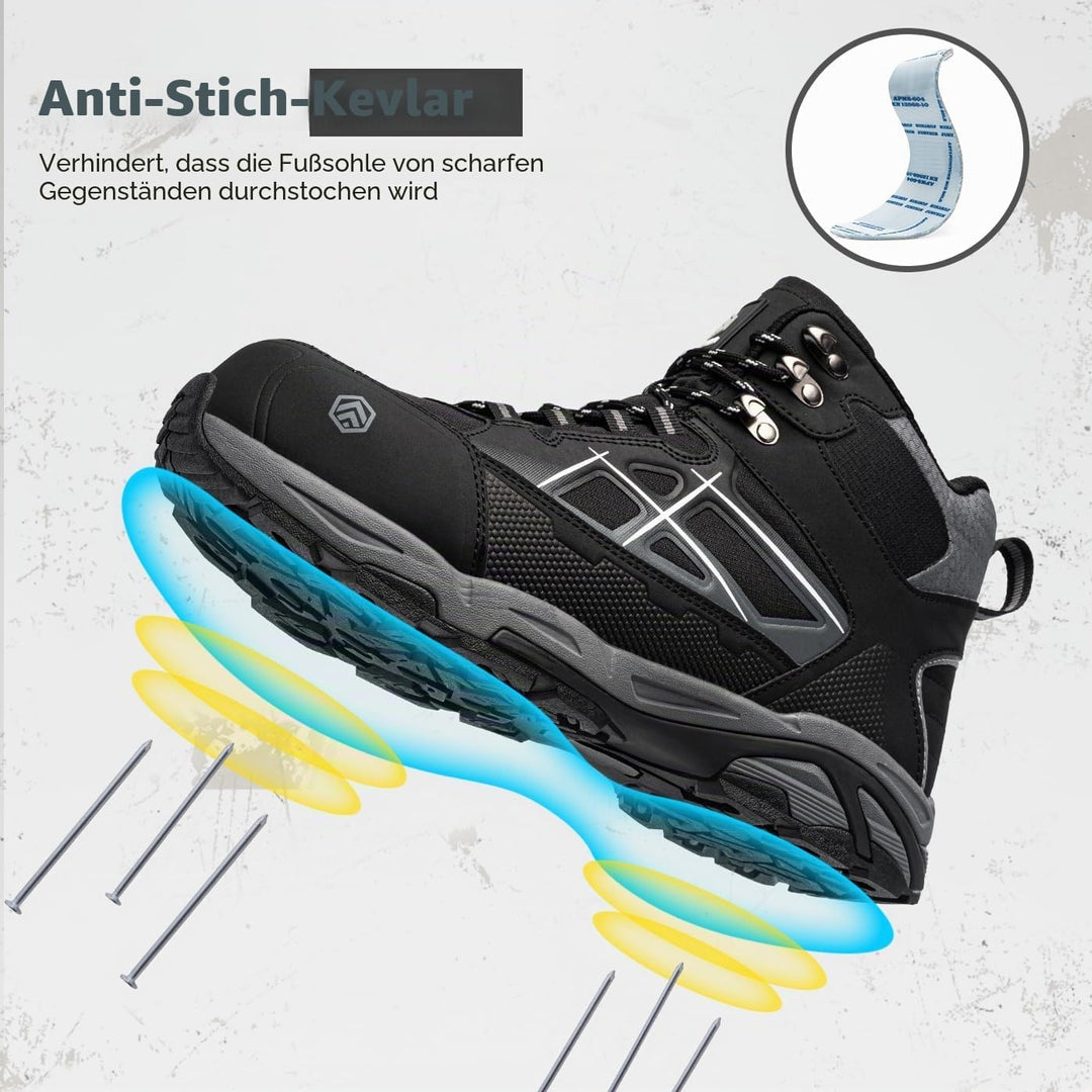 LARNMERN Arbeitsschuhe Herren Damen Sicherheitsschuhe SRC 38 EU Lm0202 Schwarz, 38 EU Lm0202 Schwarz