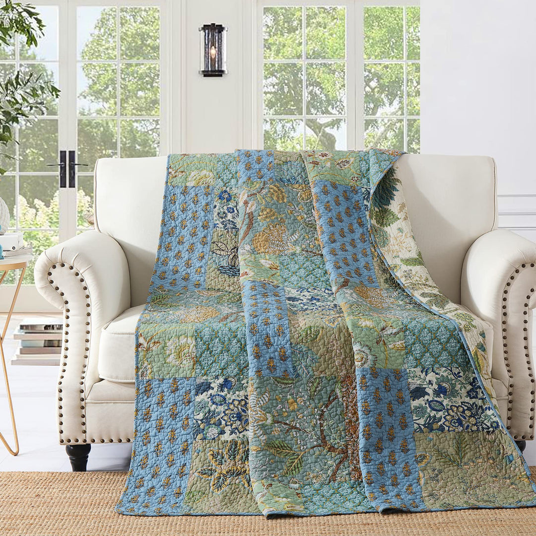 Qucover Patchwork Tagesdecke Patchworkdecke aus Reiner Baumwolle, Bettüberwurf für Doppelbett, Vinta