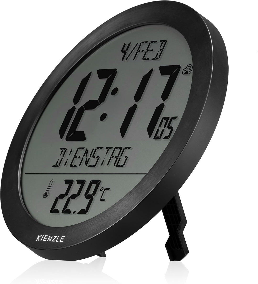 Kienzle DCF Funkwanduhr 18,7 cm mit Innentemperatur schwarz