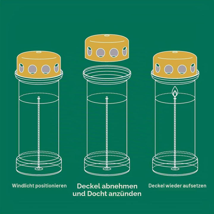 Bolsius Grablicht - Weiss mit Motiv - 12 Stück - Lily - Länge Brenndauer 70 Stunden - Trauerkerze &amp;