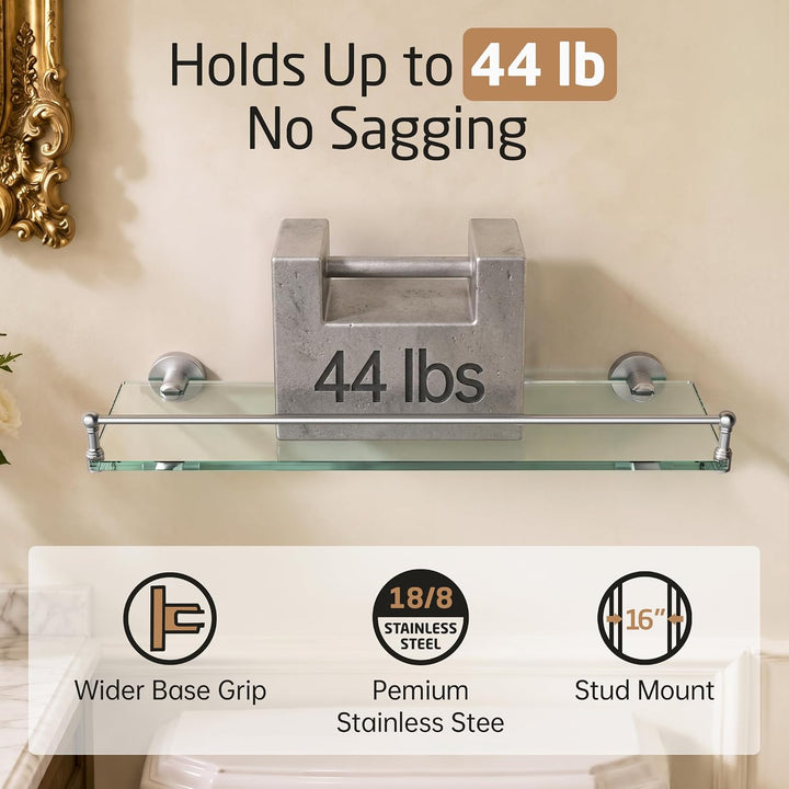 KES Duschablage Glas 50 cm, Glasregal Glasablage für Badezimmer
