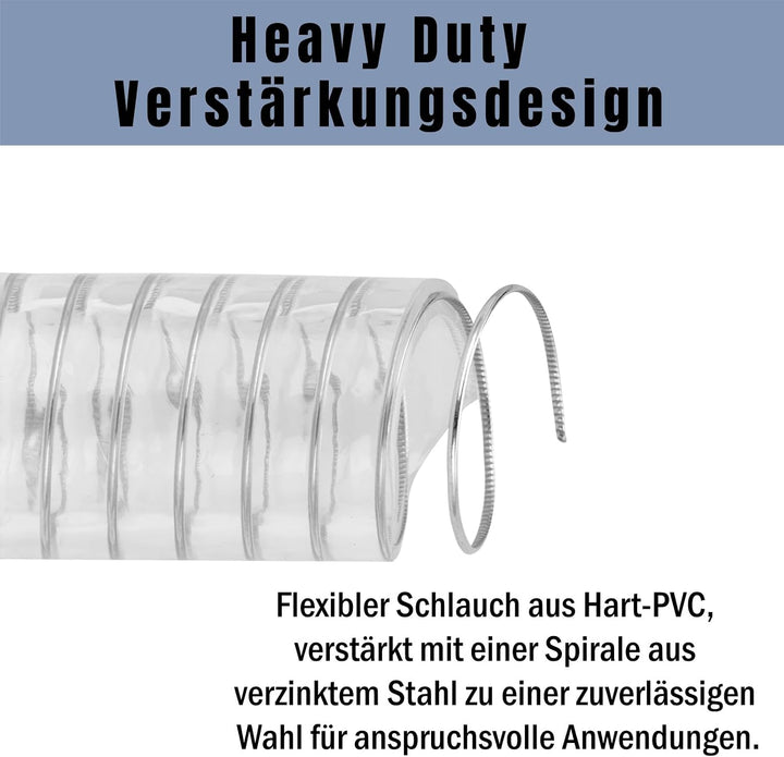 Saugschlauch 32mm 1 1/4 Zoll, 3M Länge, Druckschlauch für Gartenpumpe, 32MM