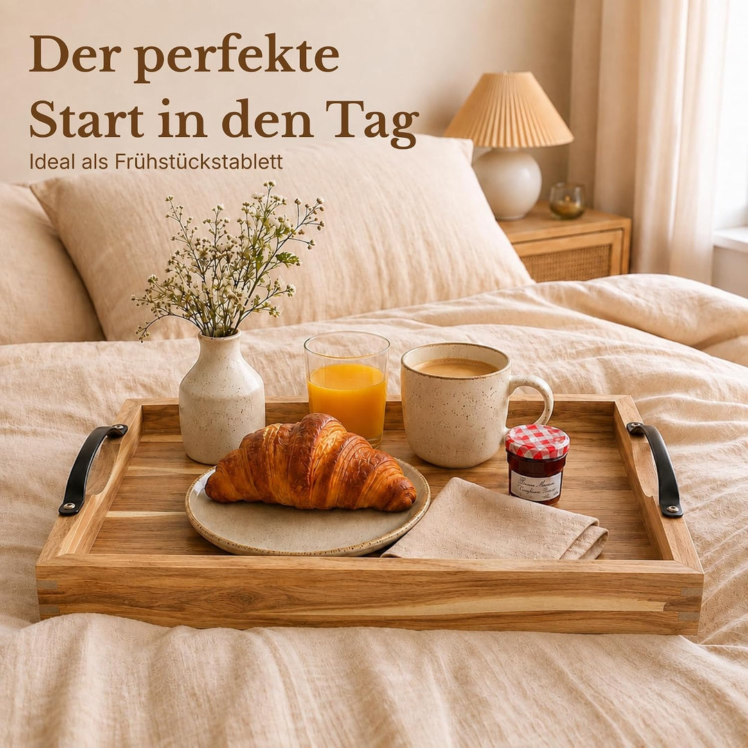 Stilvolles Tablett - Serviertablett - Holztablett - Servierplatte - robust und abwischbar - schönes