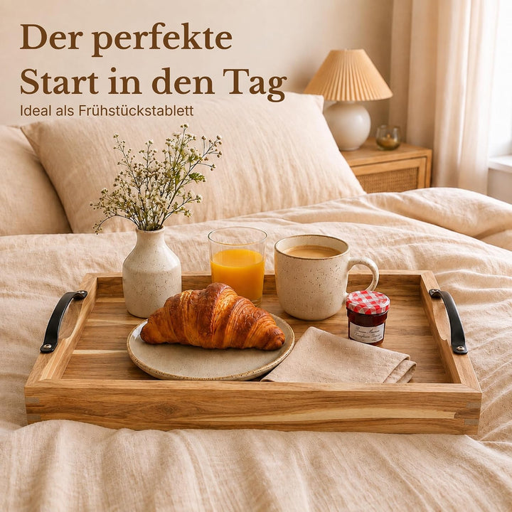 Stilvolles Tablett - Serviertablett - Holztablett - Servierplatte - robust und abwischbar - schönes