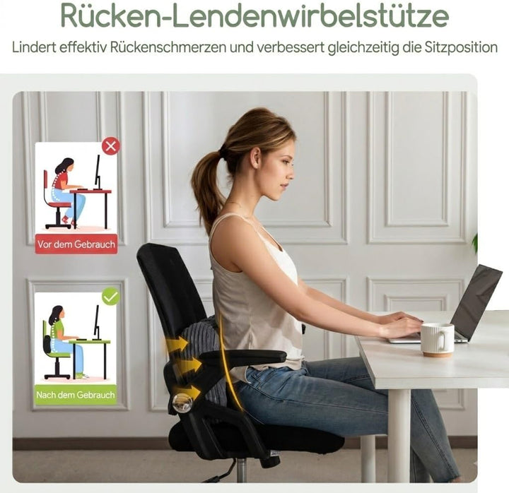 HIGOGOGO Lordosenstützkissen für Relaxsessel/Polstersessel/Sofa/Bürostuhl, gepolstertes Cord-Rückenk