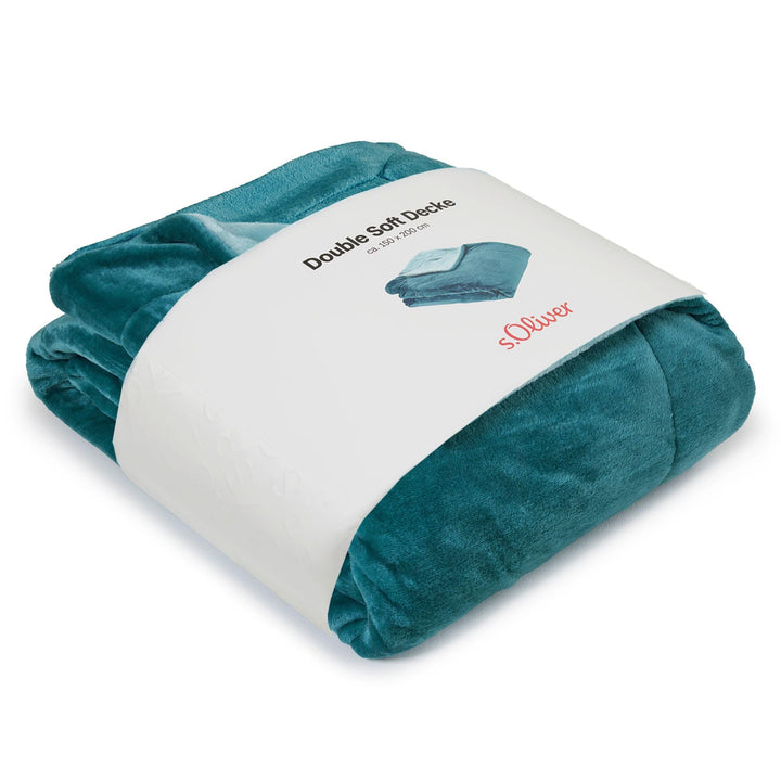 s.Oliver Doublesoft Kuscheldecke 150x200 - super kuschelig &amp; warm, Polyesterflausch Decke Petrol bla