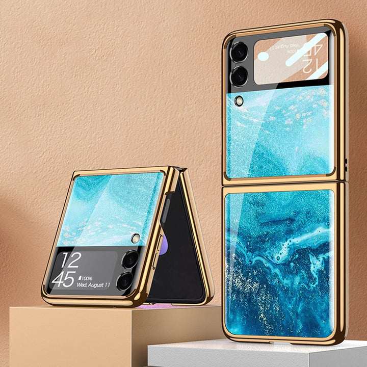 Coque Galaxy Z Flip 3 5G, ultradünne Schutzhülle, aus Glas, 9H, glänzend, faltbar, für Samsung Galax