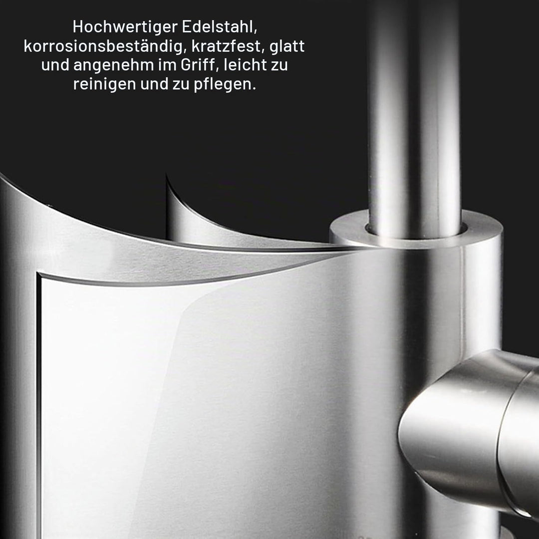 Wasserhahn Bad Edelstahl Waschtischarmatur mit Hoch Auslauf 165mm Silber, Silber