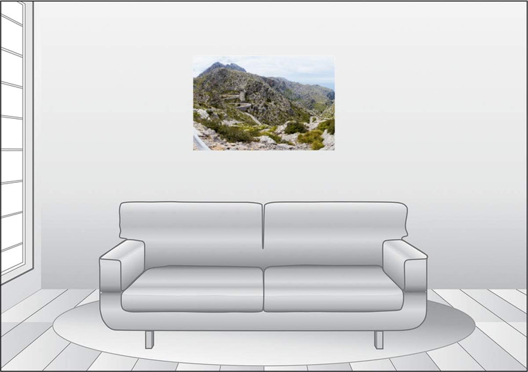 Leinwand · Premium Textil-Leinwand 90 cm x 60 cm quer Blick auf Sa Calobra 60L x 90B cm, 60L x 90B c