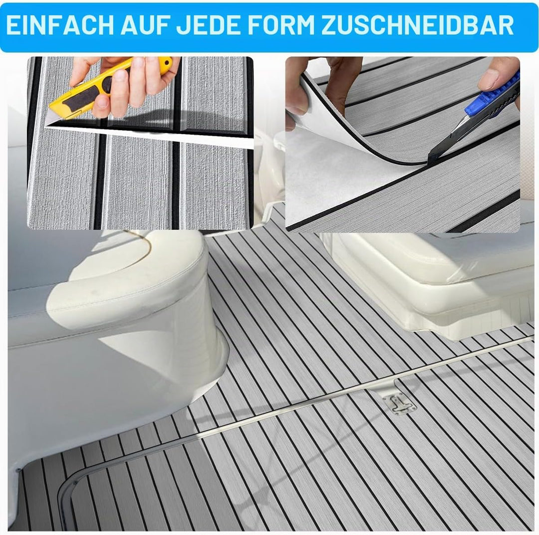 Eva Schaum Boot Bodenbelag Marine rutschfeste Matte 240x112/90/55/41cm Selbstklebend Teakholzimitat
