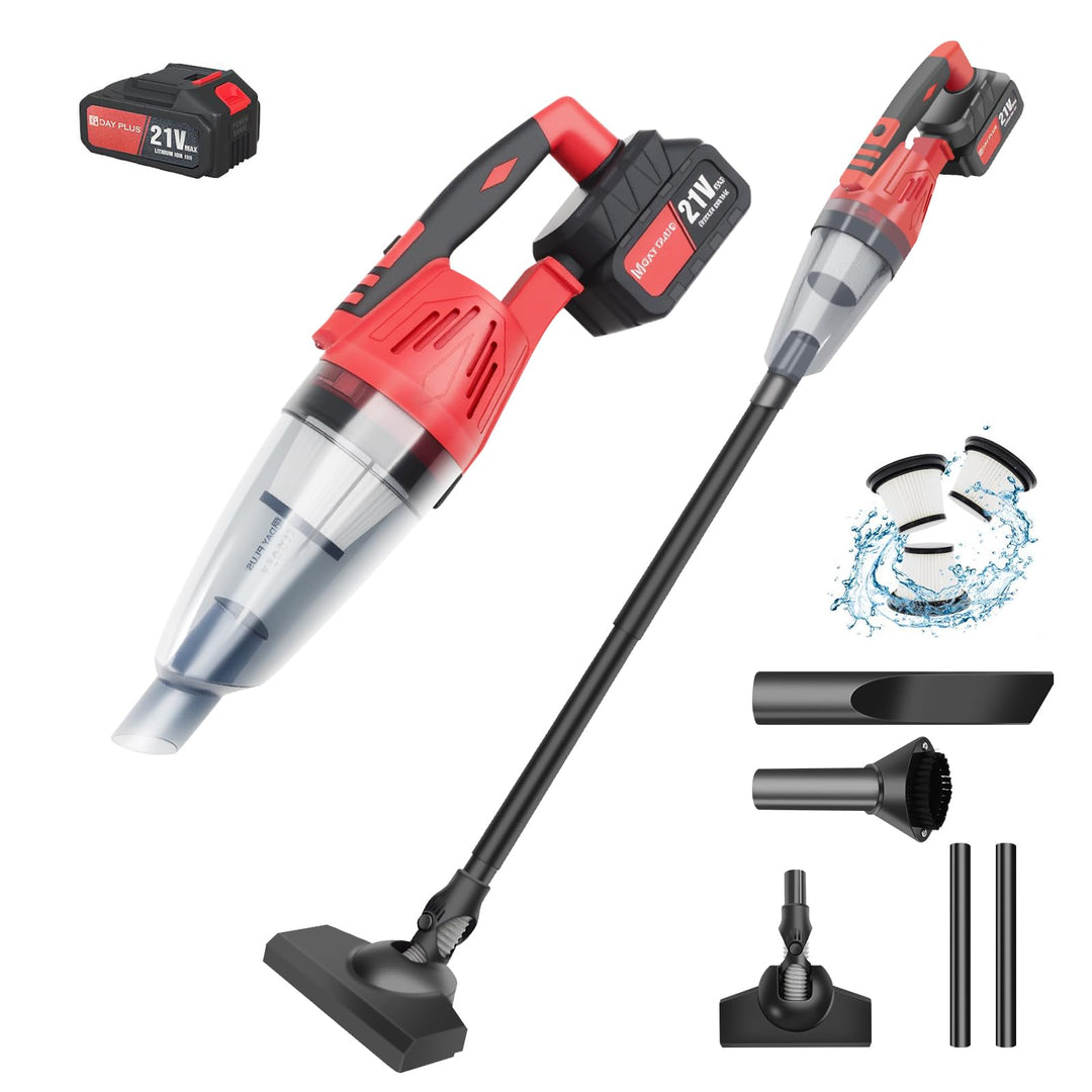 Handstaubsauger 21V 5501Pa mit Ladestation Handstaubsauger Akku Beutellos Nass&amp;Trocken mit Waschbar