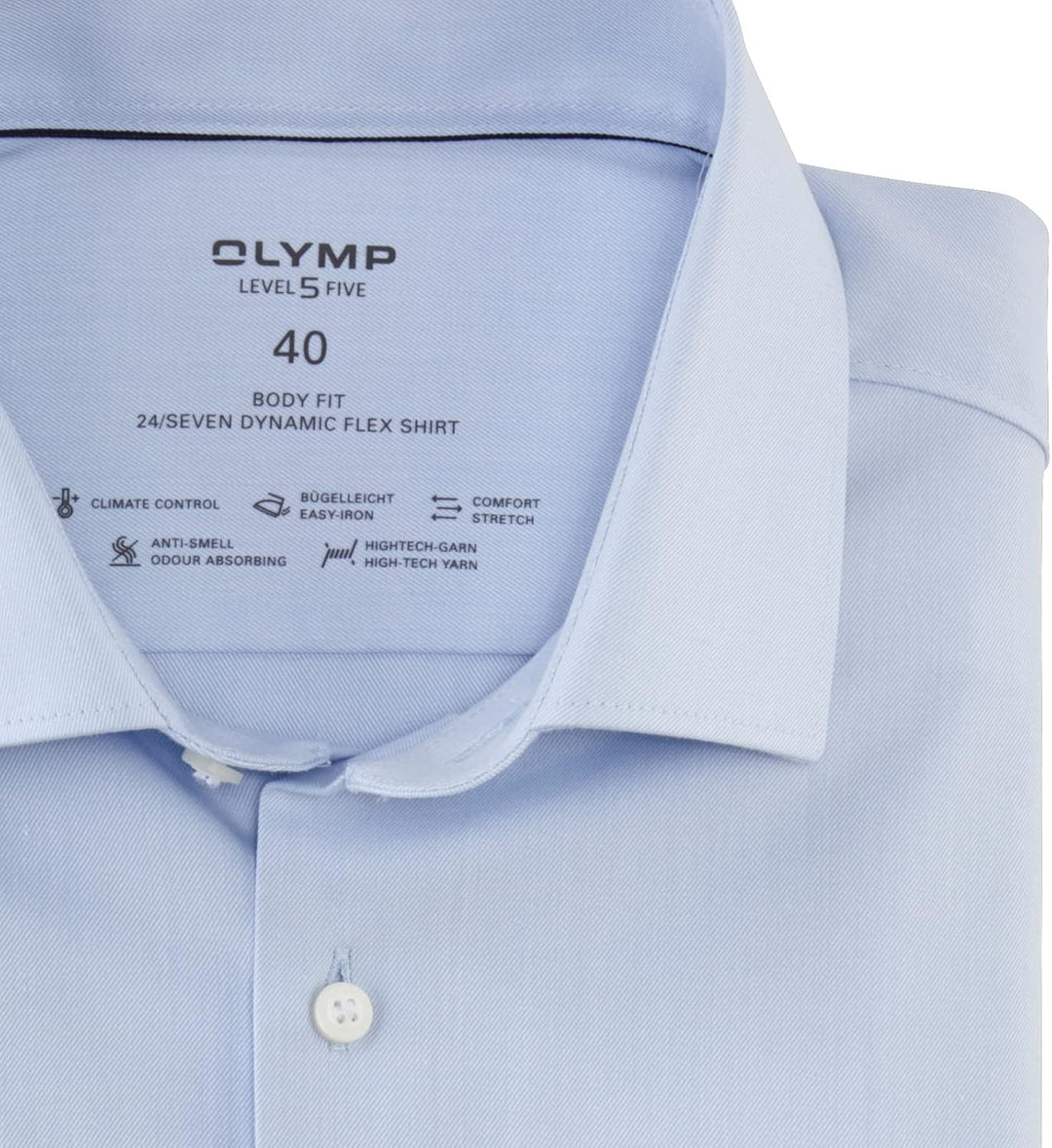 OLYMP Herren Oberhemd Langarm 073464,Twill,Level 5 Body fit (15.05.2015 - F16),Modern Kent 37 Bleu,