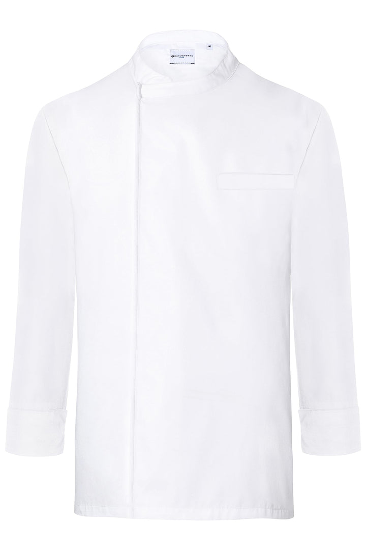 Karlowsky Langarm Überwurf-Kochhemd Basic Damen Herren Unisex 65% Polyester / 35% Baumwolle XS Weiss