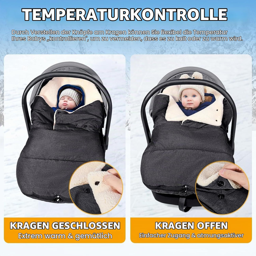 Orzbow Fusssack Babyschale Winter,Universell Einschlagdecke Babyschale mit Verstellbarem Kragen,Warm