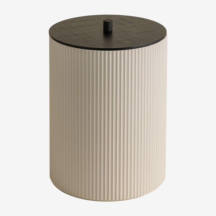 SKLUM Mülleimer mit Deckel aus ABS und Ozene-Bambus - Creme-beige, Creme-beige