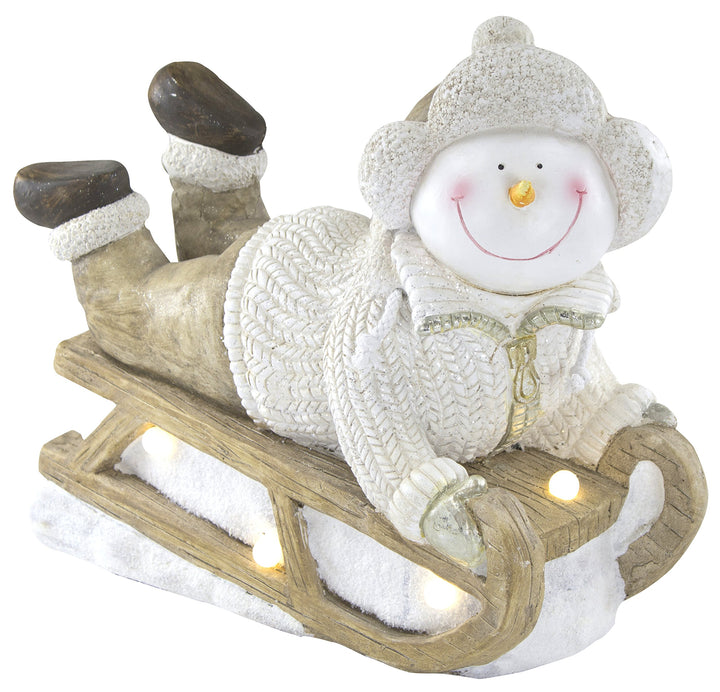 Deko Figur mit Beleuchtung (B) Schneemann auf Schlitten, (B) Schneemann auf Schlitten