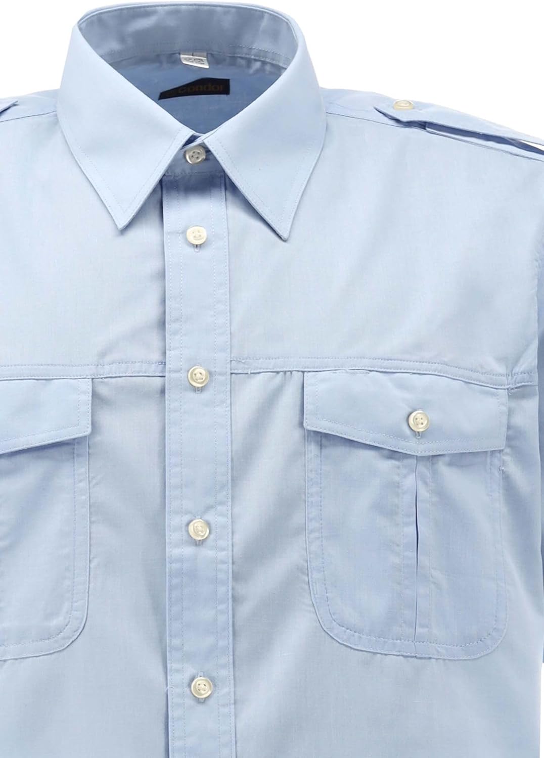 Condor Herren Kurzarm Pilotenhemd mit abnehmbaren Schulterklappen Izebo 47-48 Hellblau/Bleu, 47-48 H