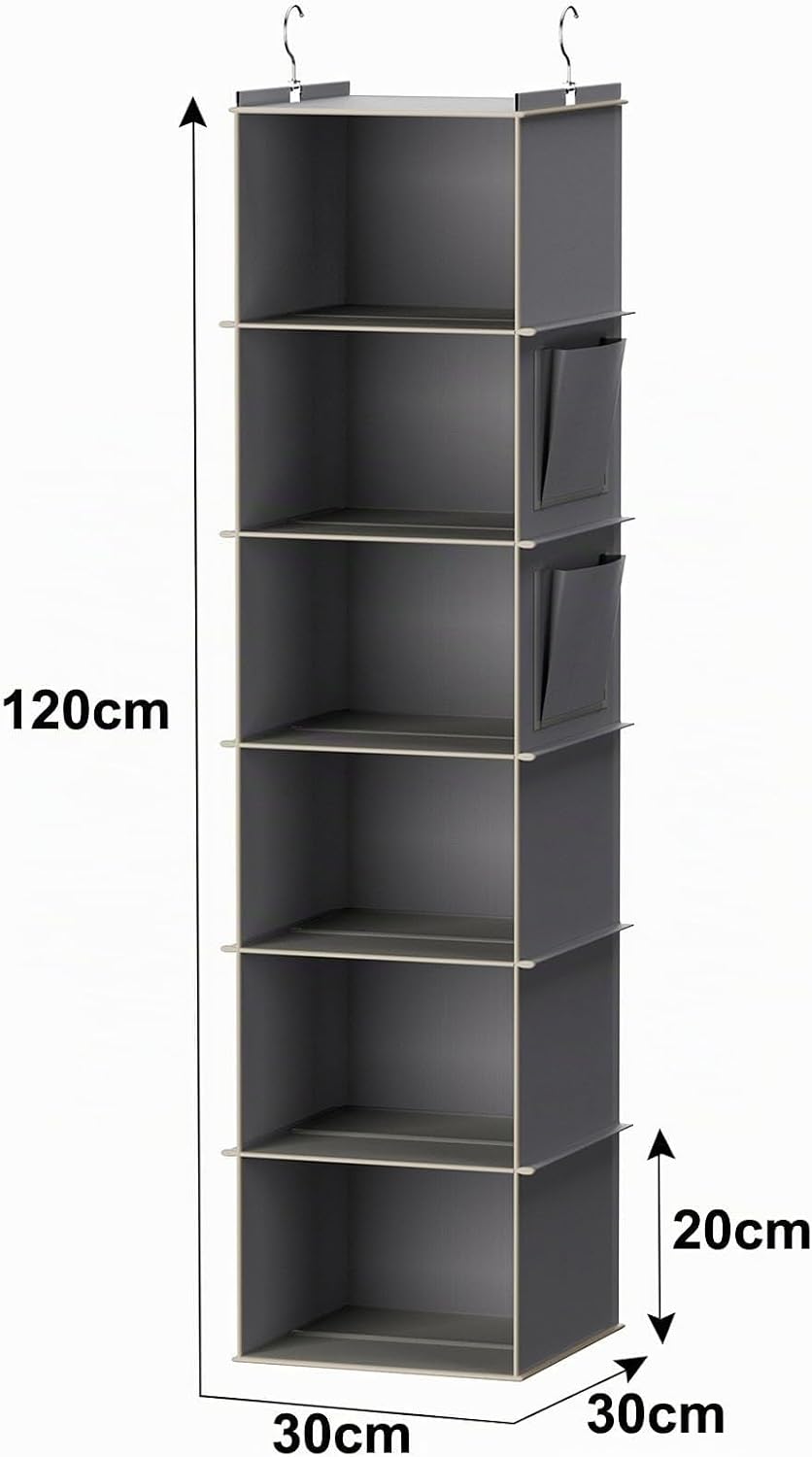 YOUDENOVA Hängeregal Schrankorganizer Stabiler 6 Fächern Kleiderschrank Organizer Ordnungssystem Hän
