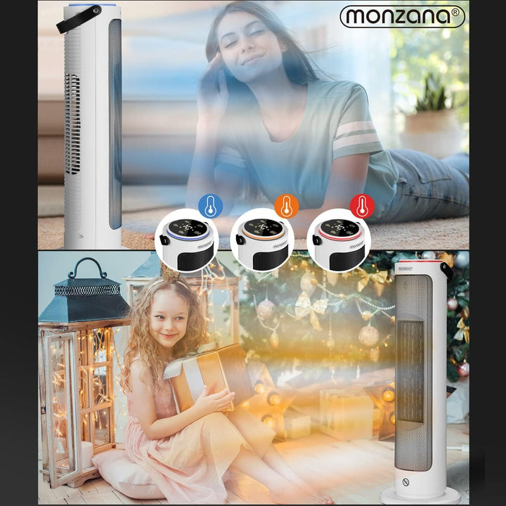 Monzana® Keramik Heizlüfter 2000W 4 Betriebsmodi 15-35°C Energiesparend 70° Oszillation Timer Leise