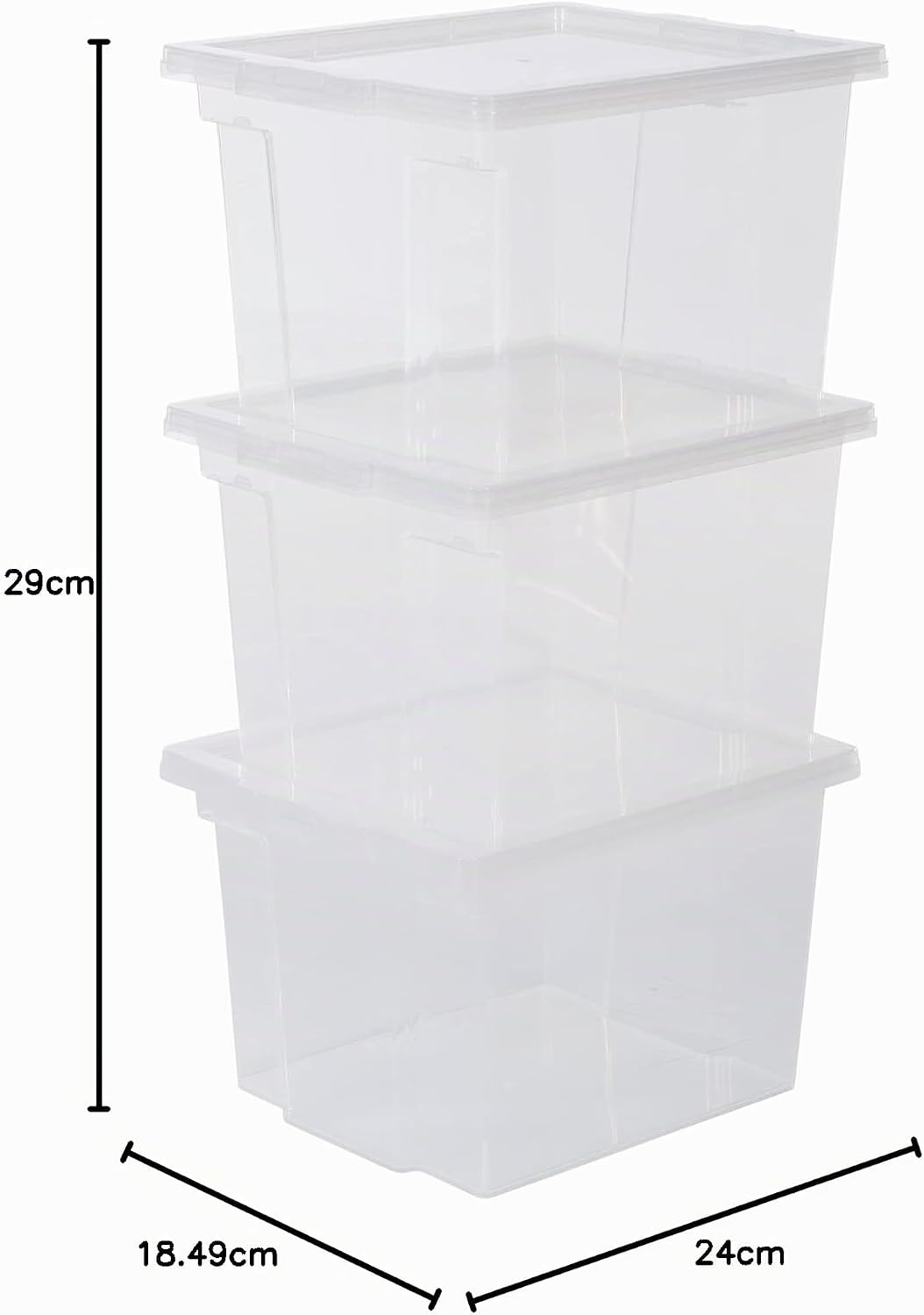 Iris Ohyama, 3er-Set, Aufbewahrungsboxen, 10 L, mit Deckel, stapelbar, Garage, Schlafzimmer, Wohnzim