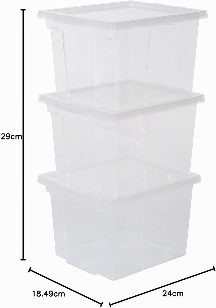 Iris Ohyama, 3er-Set, Aufbewahrungsboxen, 10 L, mit Deckel, stapelbar, Garage, Schlafzimmer, Wohnzim