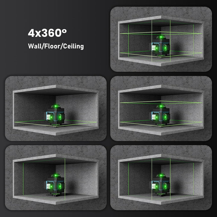 Laser-Nivelliergerät 360, Weytoll 4D 16 Linien 3° Laser Nivellierwerkzeug mit automatischer Nivellie