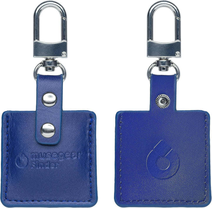 musegear Schlüsselfinder mit Bluetooth App aus Deutschland in dunkelblauer Leder-Tasche I Finder hel