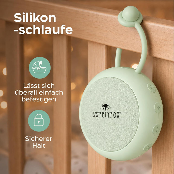 Sweety Fox White Noise Machine Baby - Nachtlicht &amp; Einschlafhilfe Babys, USB Aufladbar - Weisses Rau