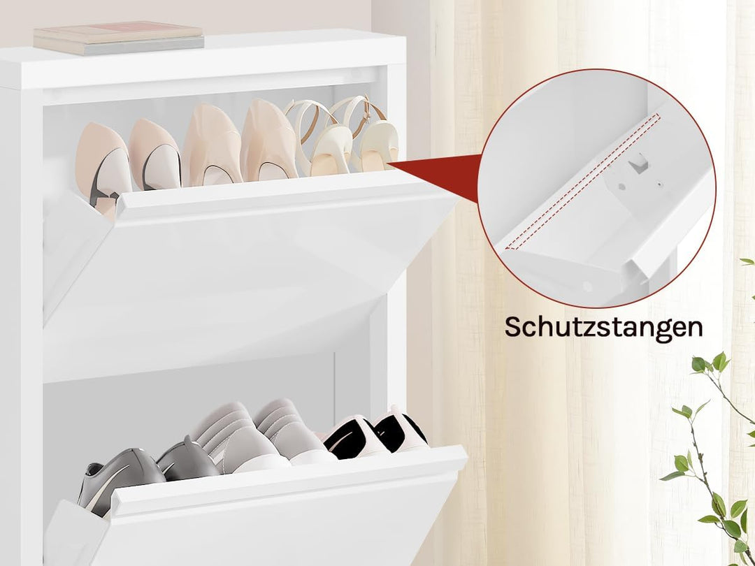 WOLTU 2er Set Schuhschrank mit 3 Klappen, Schuhregal geschlossen, Schuhkommode schmal, aus Metall, f