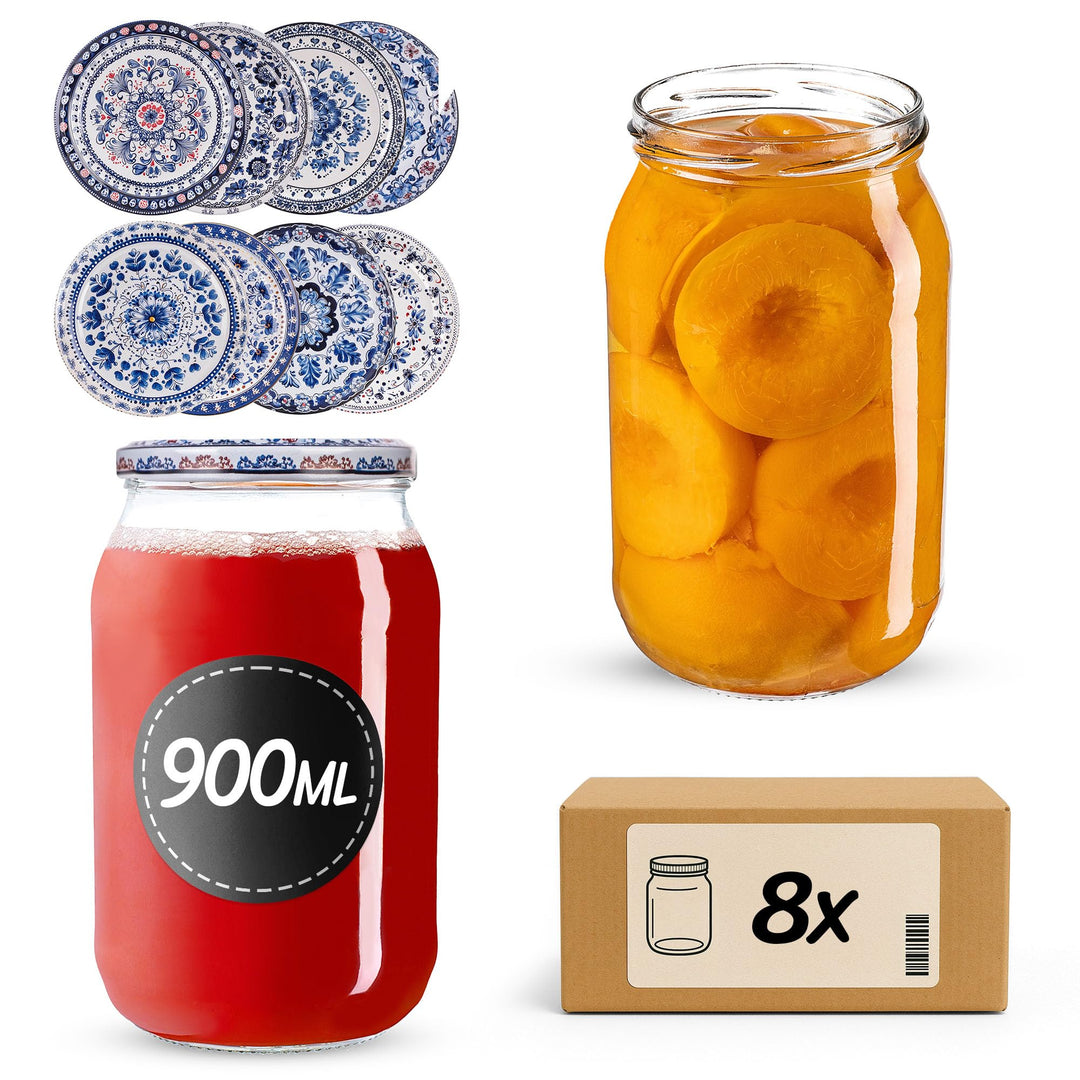 KADAX Einmachgläser 900ml TO82, Grosse Sturzgläser mit Schraubdeckel, Einkochgläser Fermentierglas f