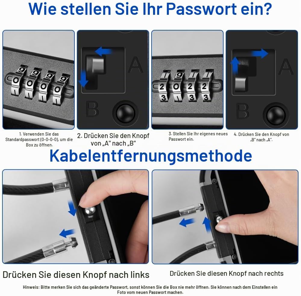 Flintronic Tresor mit Zahlenschloss, 4 Stellig Tragbarer Geldschränke mit Zahlencode, Tragbarer Tres