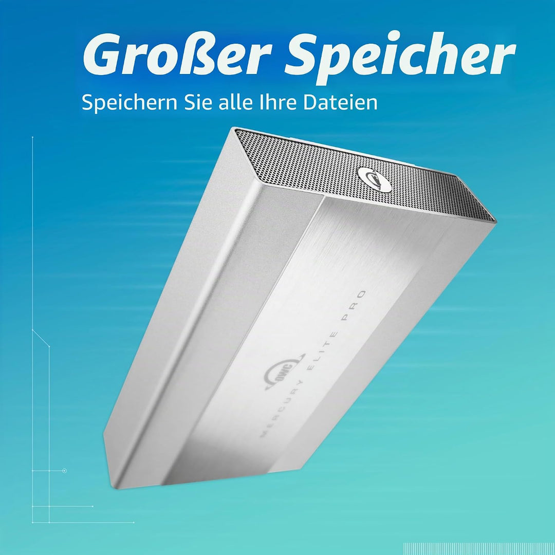 OWC Mercury Elite Pro - Gehäuse, USB 3.2 Gen 1 (bis zu 5 Gb/s), leise, lüfterloser Betrieb, 3,5-Zoll