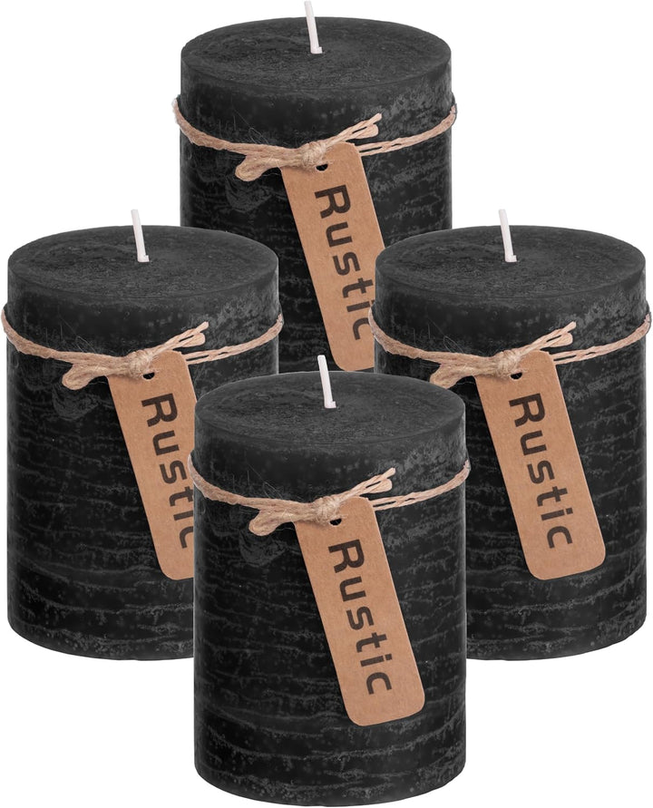 Brandsseller 4er Set Stumpenkerzen 7x10 cm – durchgefärbt &amp; aus Paraffin – rustikale Kerzen mit lang