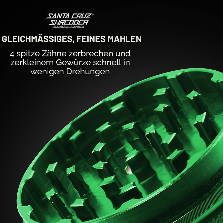 Santa Cruz Shredder Kräutermühle aus Metall, gerändelt, für stärkeren Halt, 2-teilig, 6,9 cm, Grün,