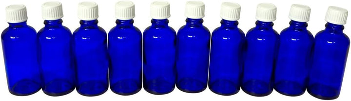10 x Blauglas Flasche je 50 ml mit DIN18 Gewinde &amp; Deckel