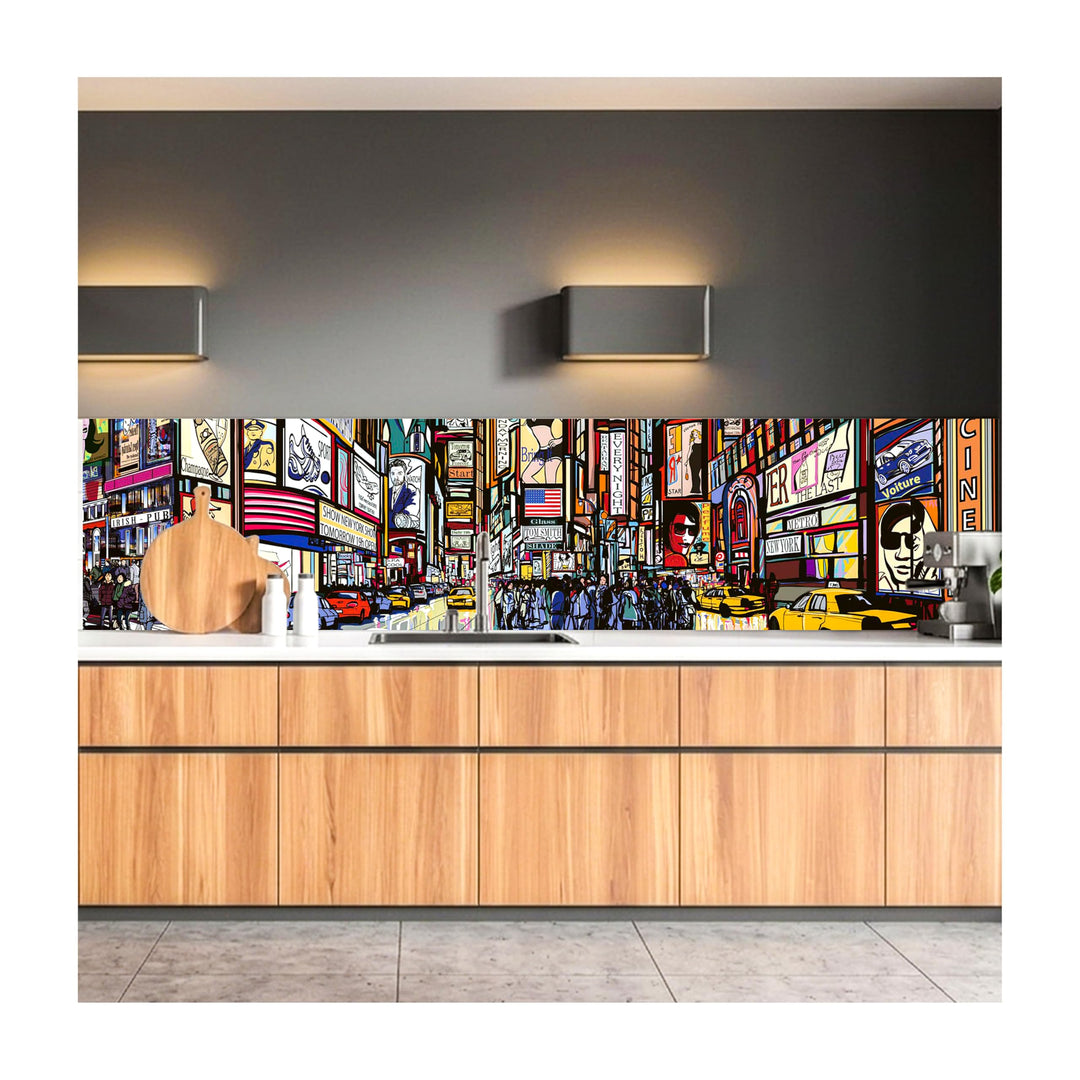 Küchenrückwand Folie selbstklebend Times Square | Klebefolie - Dekofolie - Spritzschutz für Küche |