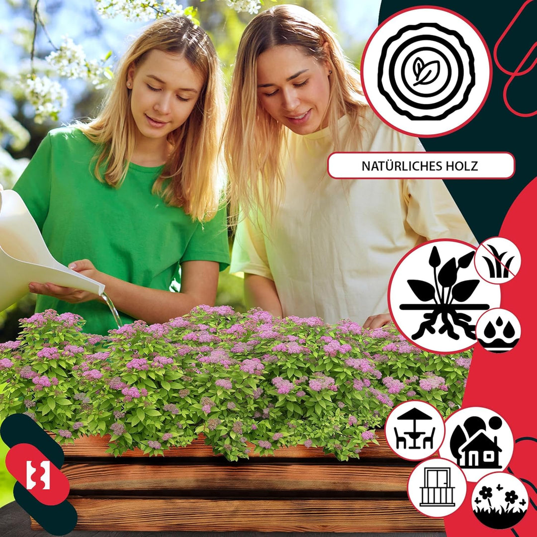 KOTARBAU® Blumenkasten für Balkon, Balkonkasten mit Kunststoffeinsatz 60 x 18 x 15 cm 3er Set Rustik