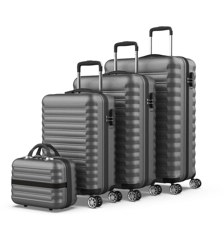 NUMADA - Gepäck-Set und Kulturbeutel 4 Stück Grau, gross 75cm, mittel 63cm, klein 53cm, ABS, starr,