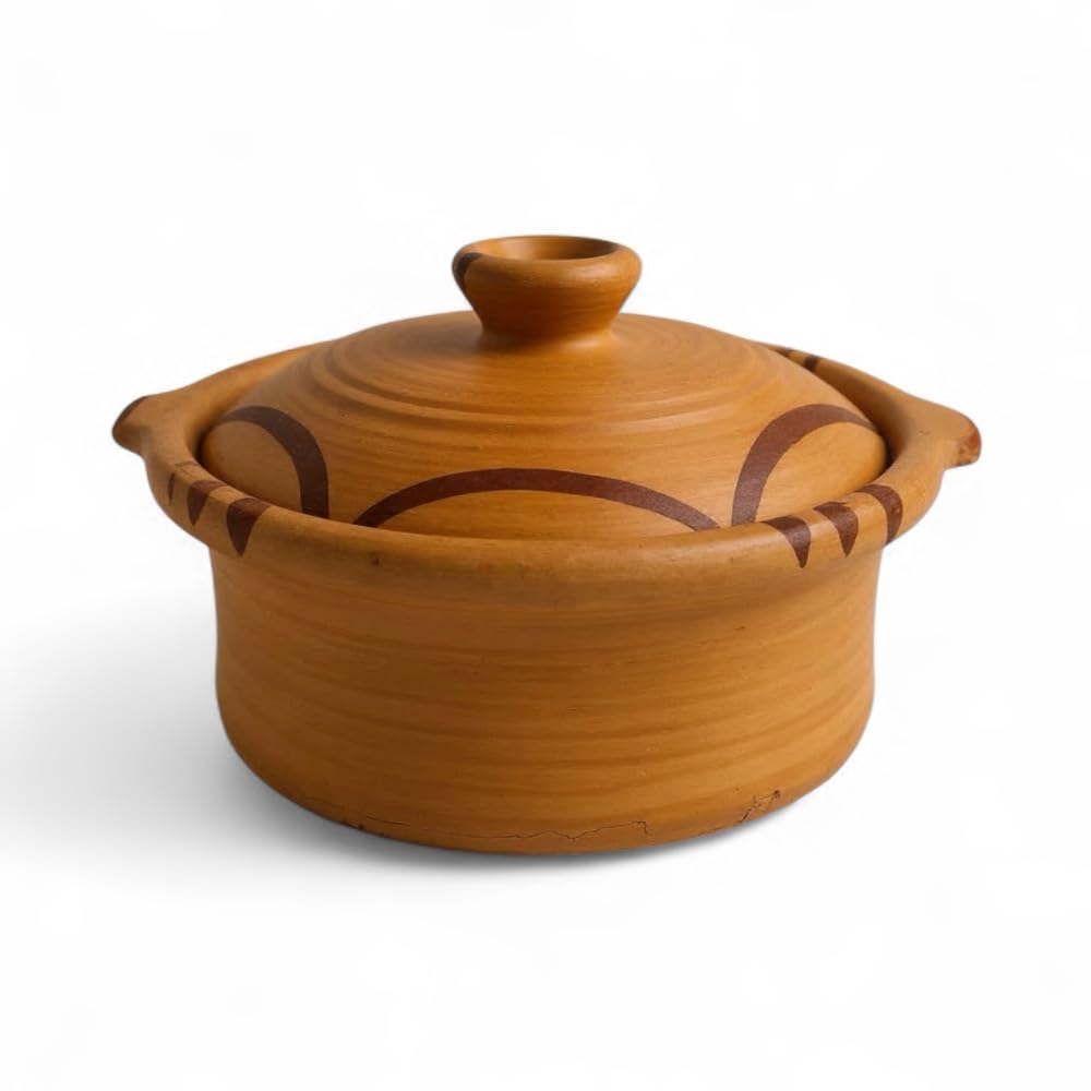 Marokkanische Berber-Tajine aus Terrakotta, 27 x 24,5 x 16 cm, traditioneller handgefertigter Topf,