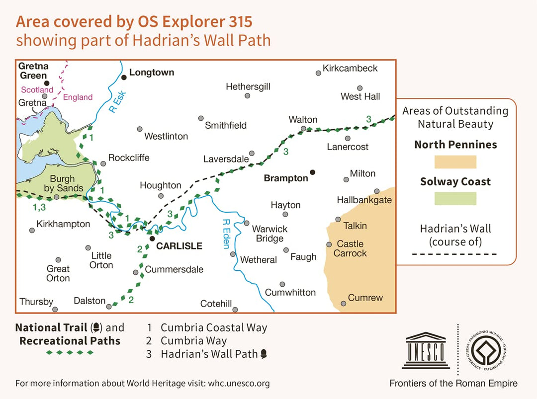 Carlisle, Brampton, Longtown and Gretna Green (OS Explorer Map, Band 315), Karte