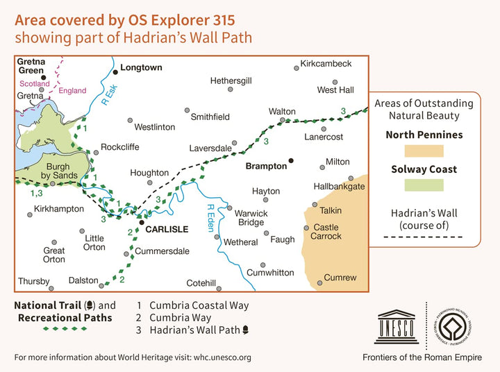 Carlisle, Brampton, Longtown and Gretna Green (OS Explorer Map, Band 315), Karte