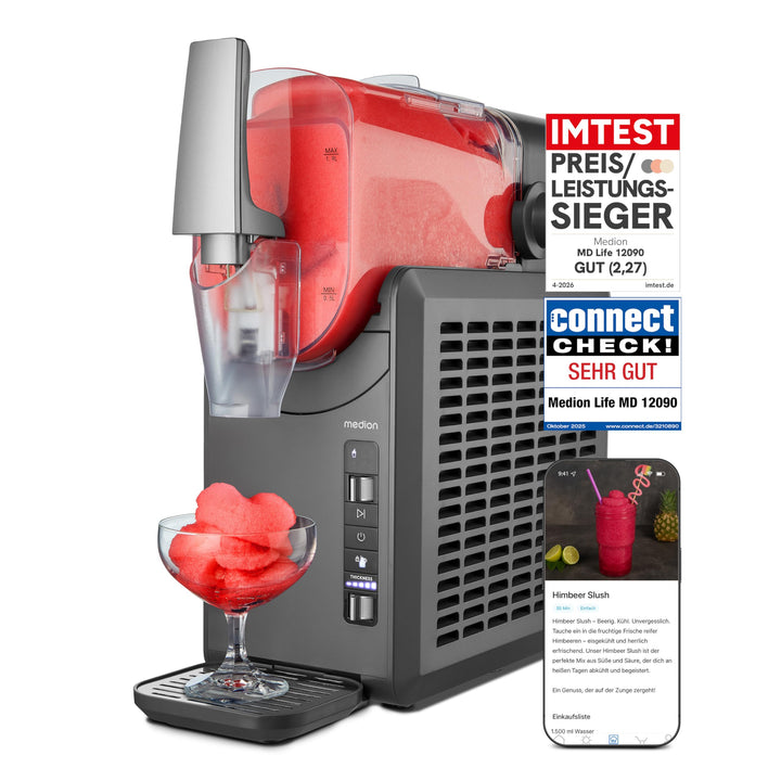 MEDION Slush Maschine (2,6 Liter Slush-Eis Kapazität, 1,9 Liter Fassungsvermögen, Slush Ice Maker fü