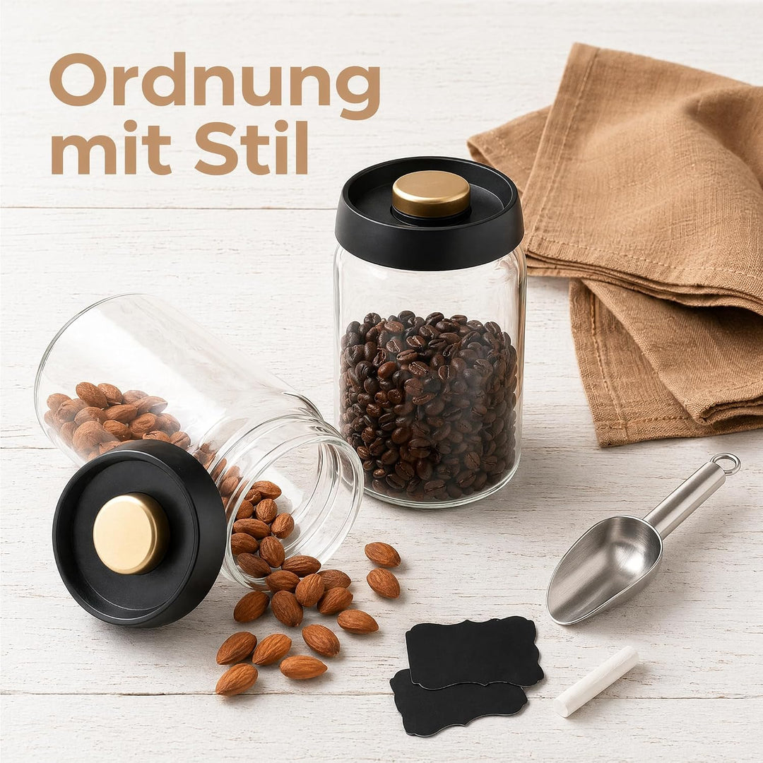 2 Stück Kaffeedose Luftdicht, 1200 ml Vakuum Kaffeedose Kaffeebehälter